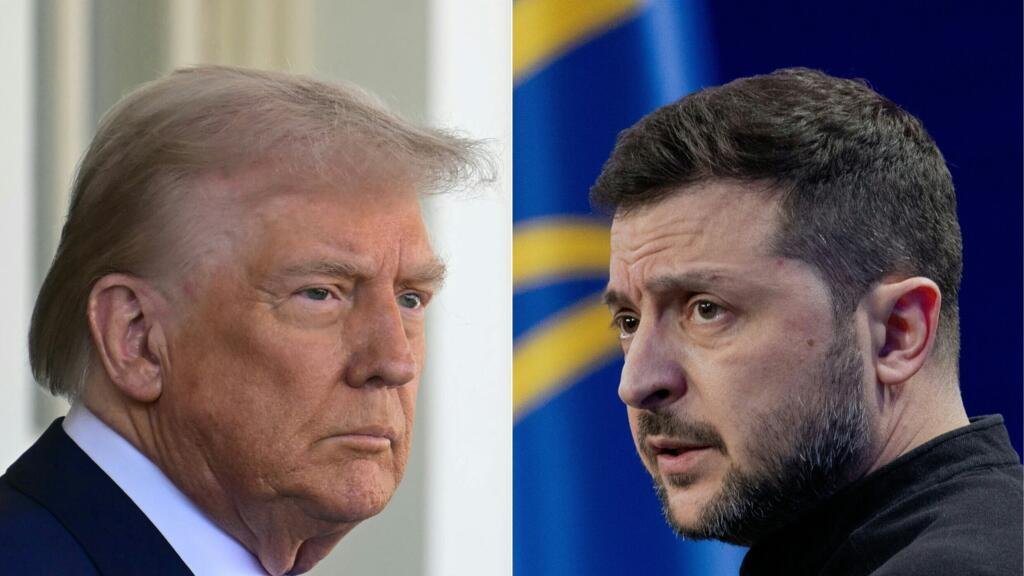 Fotografías del presidente estadounidense Donald Trump y del mandatario ucraniano Volodímir Zelenski.